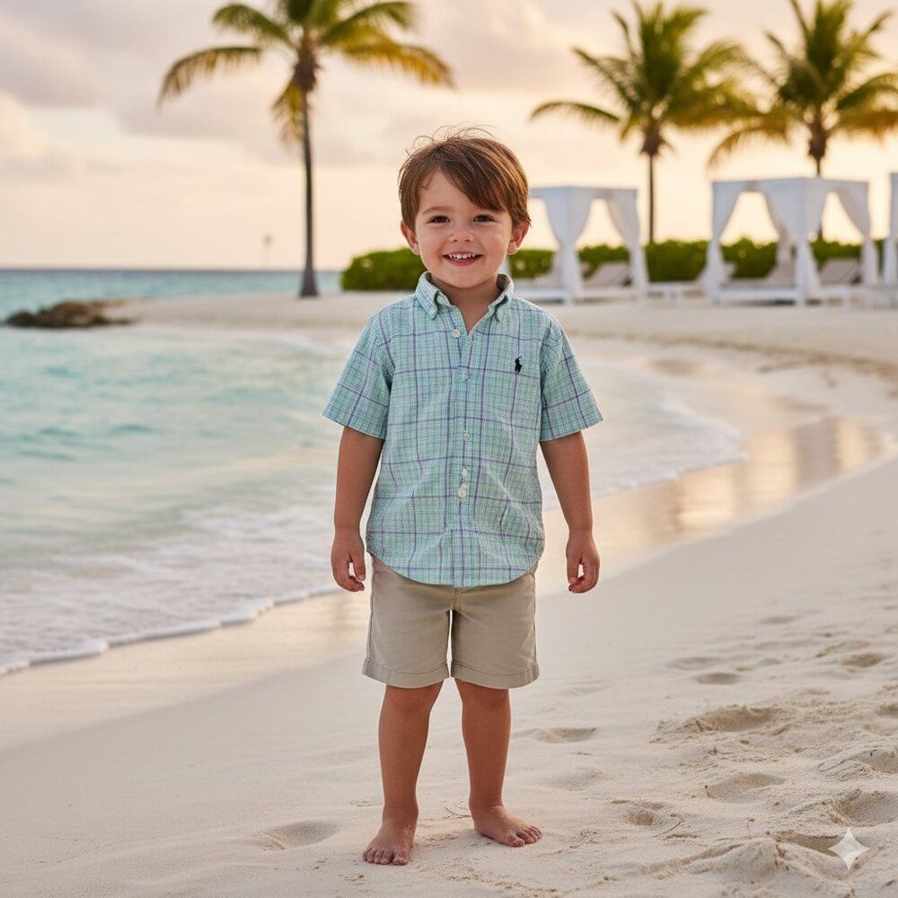 Ralph Lauren Kids Green Checkered Shirt Size 2T